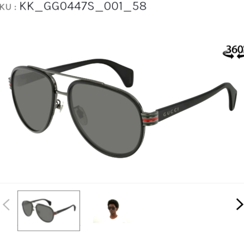 Gucci Black Aviator Sunglasses